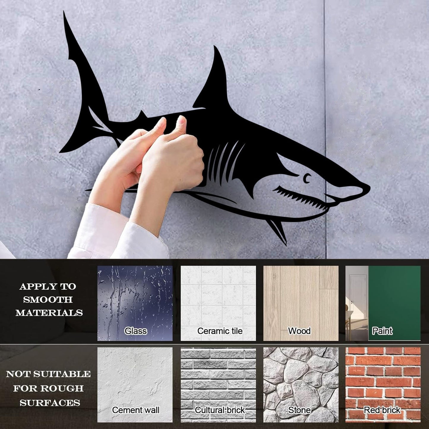 Fine Carving Decals Dangerous Sea Animal Shark Wall Beautification
