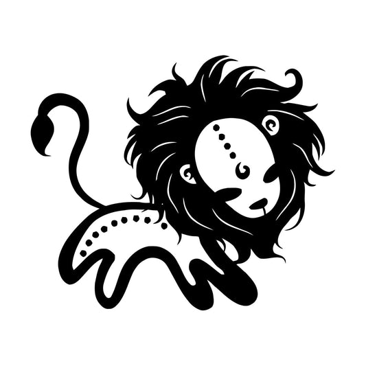 Lettering Decals Vintage Animals Funny Lion Kids Home Glass Stickers