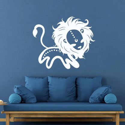 Lettering Decals Vintage Animals Funny Lion Kids Home Glass Stickers