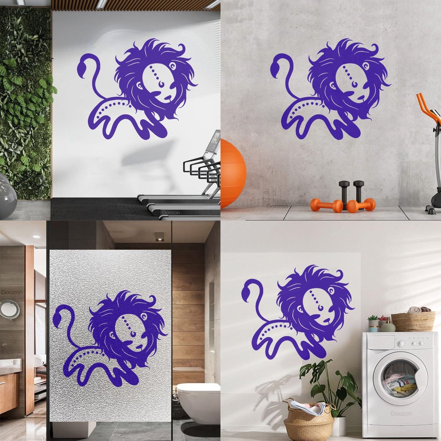 Lettering Decals Vintage Animals Funny Lion Kids Home Glass Stickers