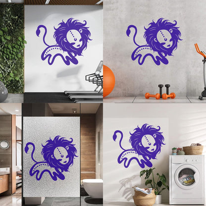 Lettering Decals Vintage Animals Funny Lion Kids Home Glass Stickers
