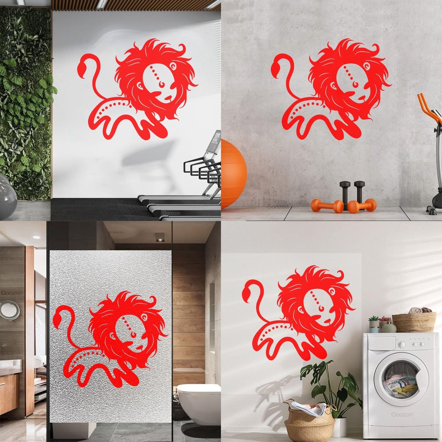 Lettering Decals Vintage Animals Funny Lion Kids Home Glass Stickers