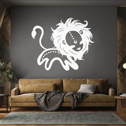 Lettering Decals Vintage Animals Funny Lion Kids Home Glass Stickers