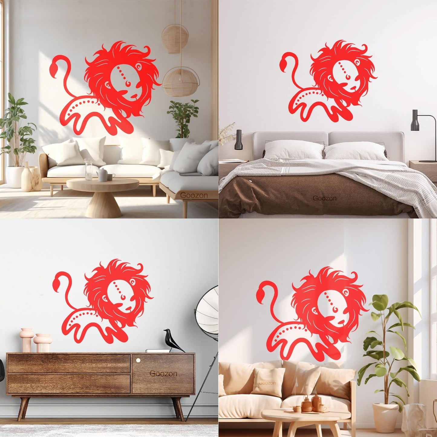 Lettering Decals Vintage Animals Funny Lion Kids Home Glass Stickers
