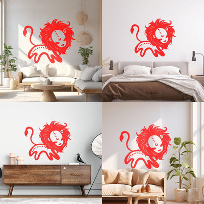 Lettering Decals Vintage Animals Funny Lion Kids Home Glass Stickers
