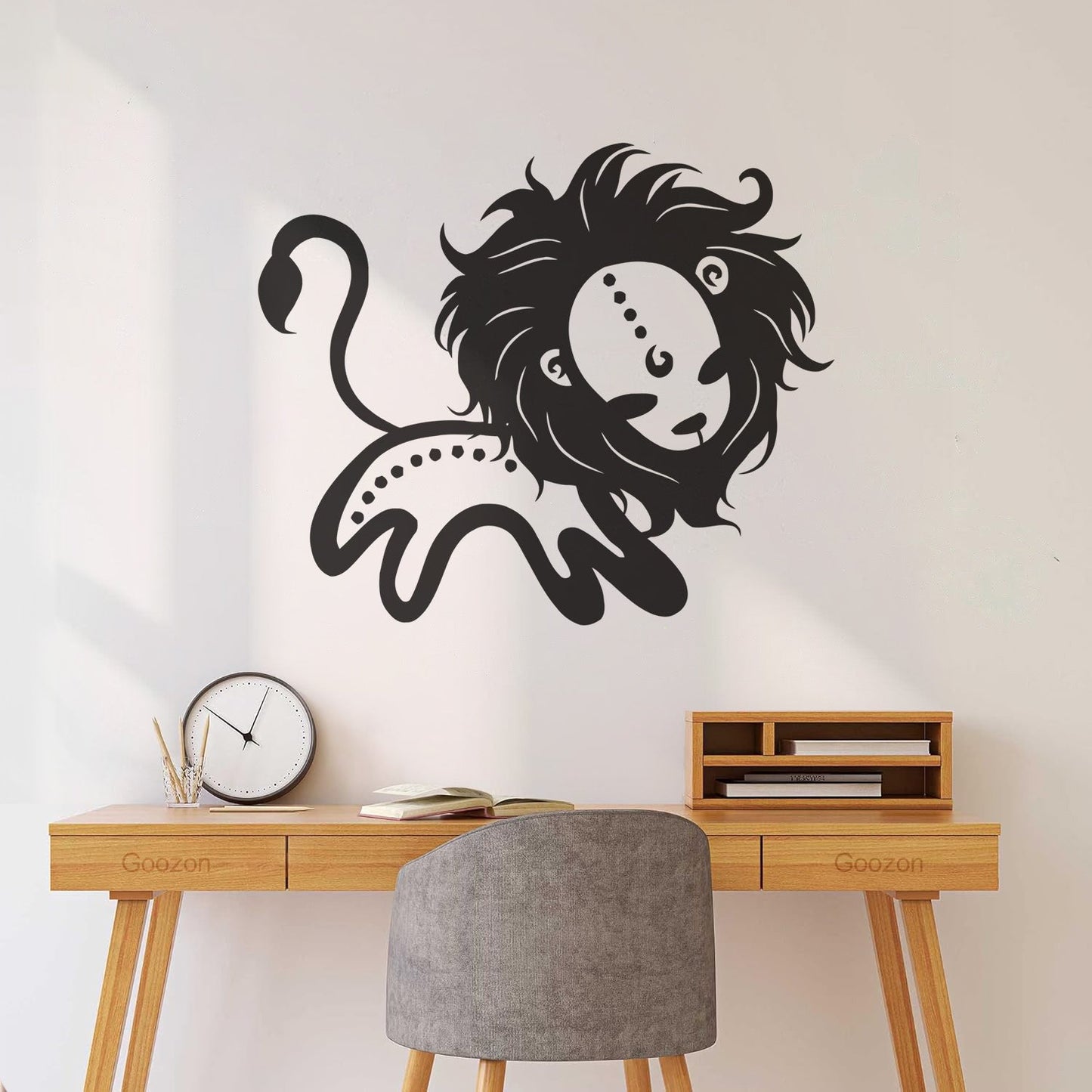 Lettering Decals Vintage Animals Funny Lion Kids Home Glass Stickers