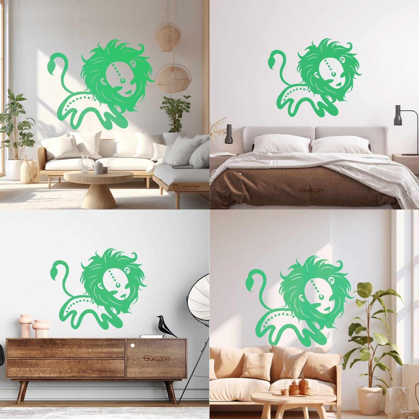 Lettering Decals Vintage Animals Funny Lion Kids Home Glass Stickers