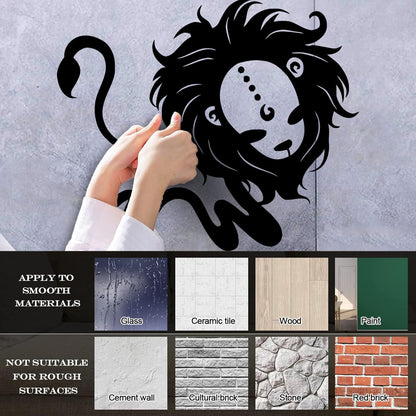 Lettering Decals Vintage Animals Funny Lion Kids Home Glass Stickers