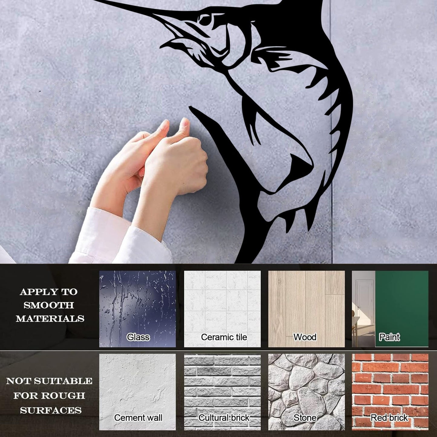 Mural And Wall Vinyl Decal Marlin Fish Fishing Hobby Marine Animal Easy Installation