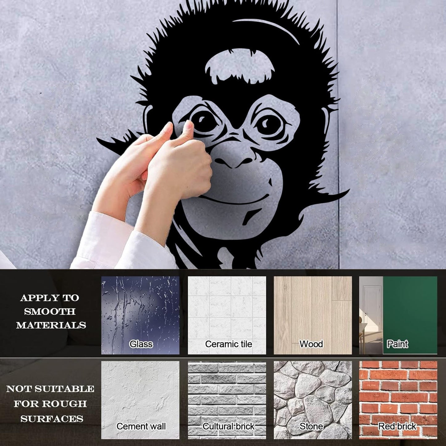 Fine Carving Stickers Monkey Nursery Animals Baby Waterproof