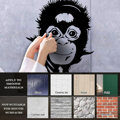Fine Carving Stickers Monkey Nursery Animals Baby Waterproof