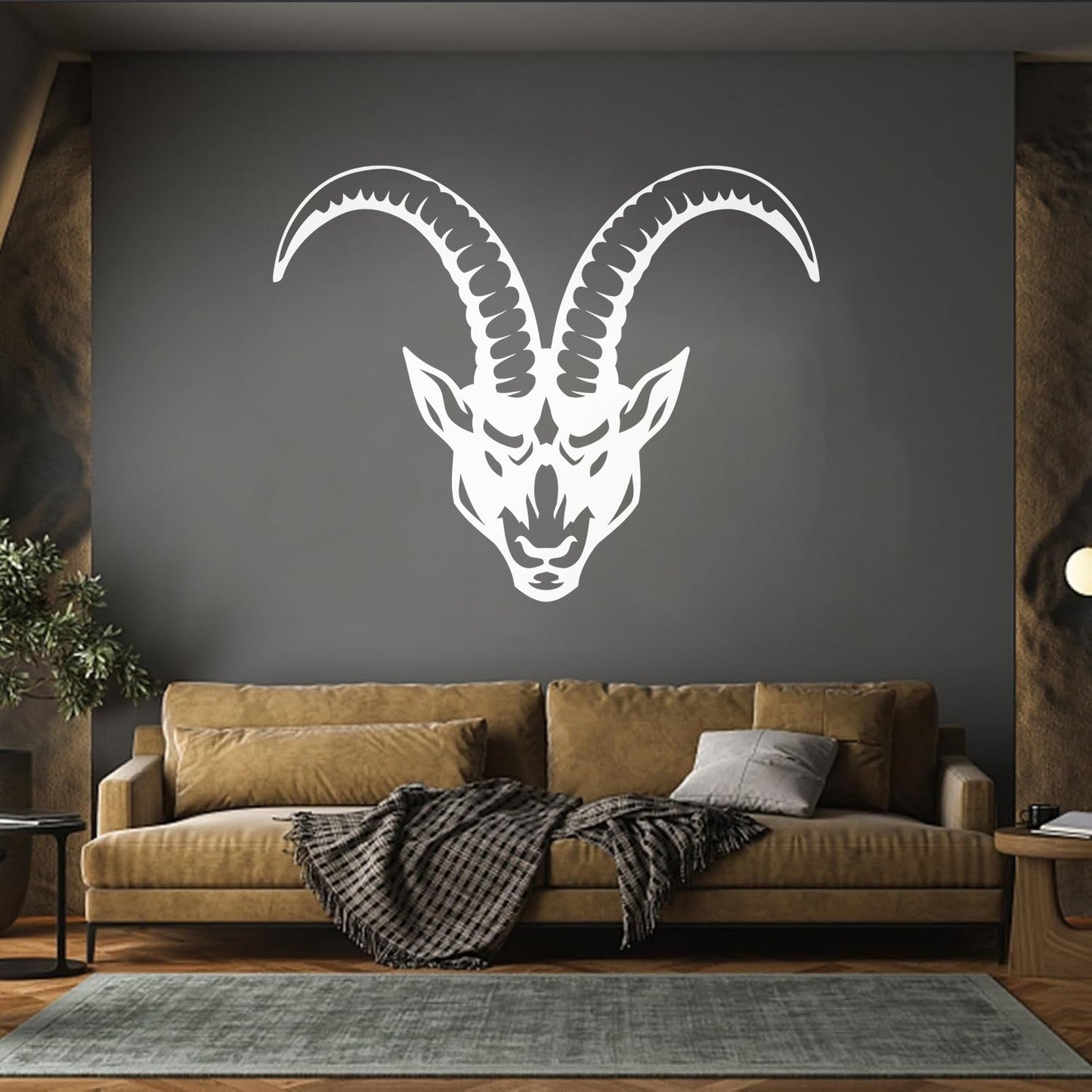 Wall Stickers Mountain Goat Animal Horns Head It Won'T Fall Off