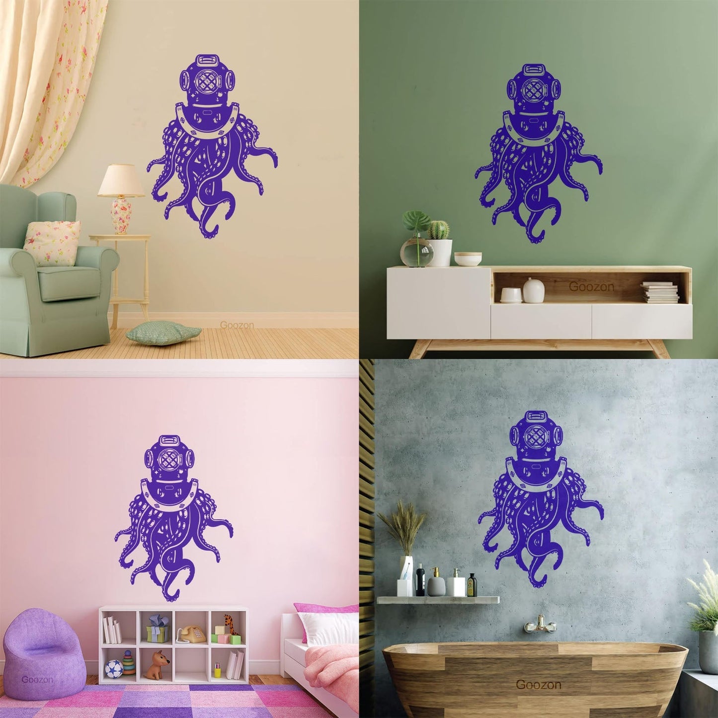 Fine Carving Decals Octopus Spacesuit Fun Sea Animal Marine Personalized Customization