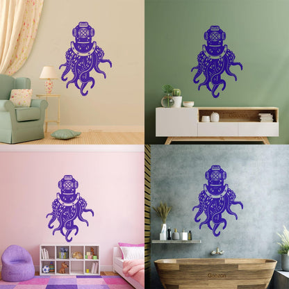 Fine Carving Decals Octopus Spacesuit Fun Sea Animal Marine Personalized Customization