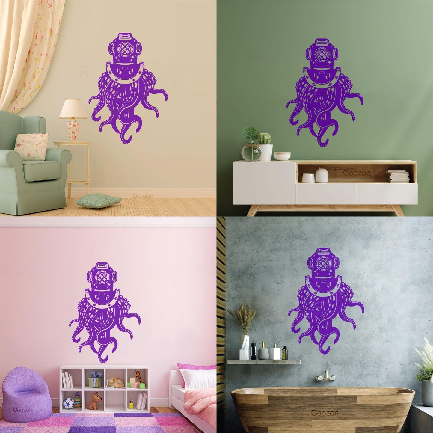 Fine Carving Decals Octopus Spacesuit Fun Sea Animal Marine Personalized Customization