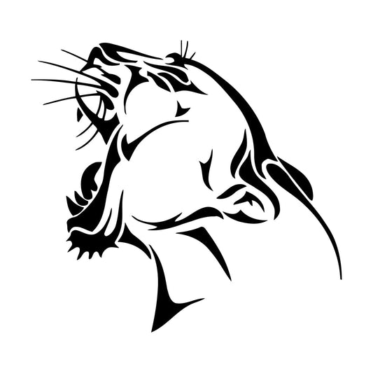 Engraving Decals Tiger Roar Head Side View Tribal Animal Self Adhesive