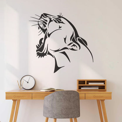 Engraving Decals Tiger Roar Head Side View Tribal Animal Self Adhesive