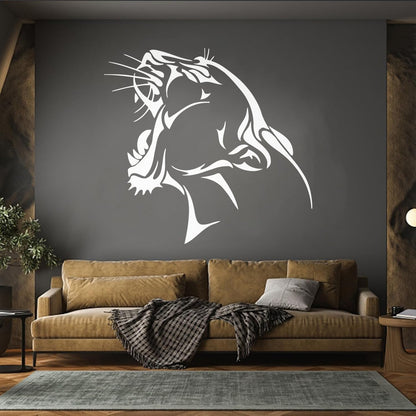 Engraving Decals Tiger Roar Head Side View Tribal Animal Self Adhesive