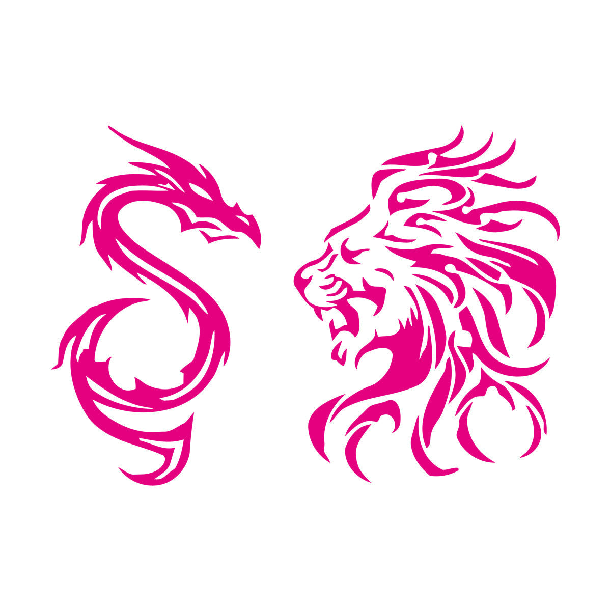 Wall Stickers Animal Tribal Lion Vs Dragon Art Mural Painting