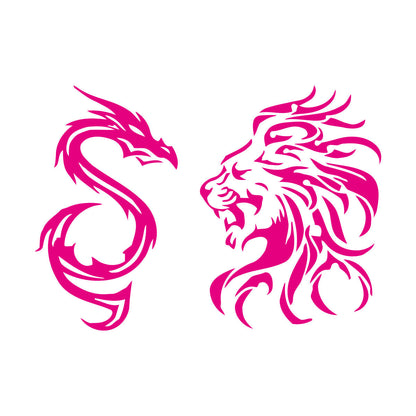Wall Stickers Animal Tribal Lion Vs Dragon Art Mural Painting