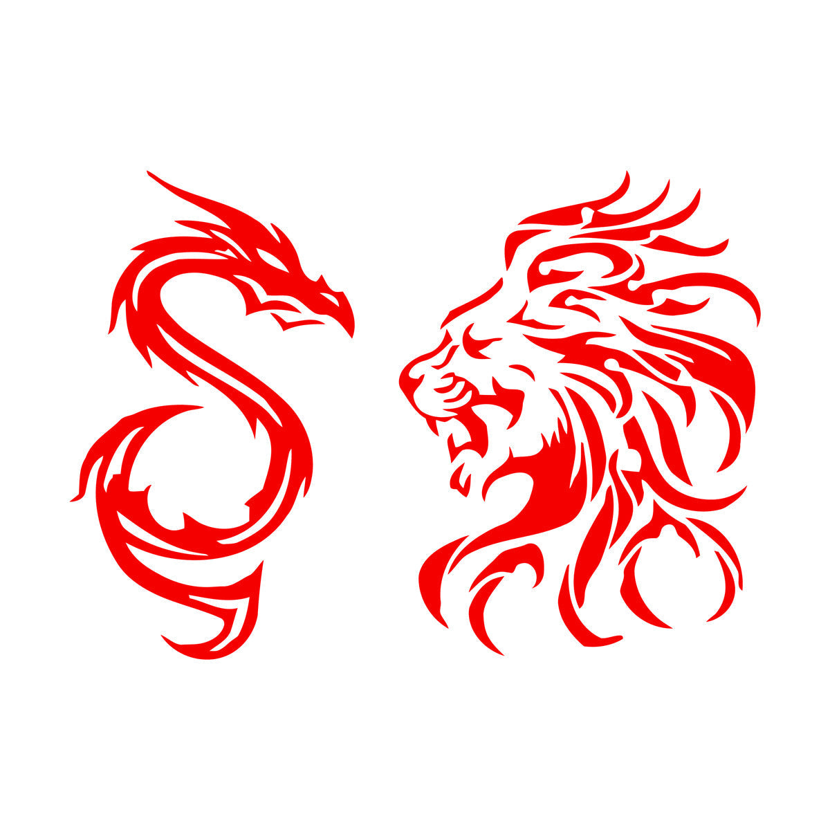 Wall Stickers Animal Tribal Lion Vs Dragon Art Mural Painting