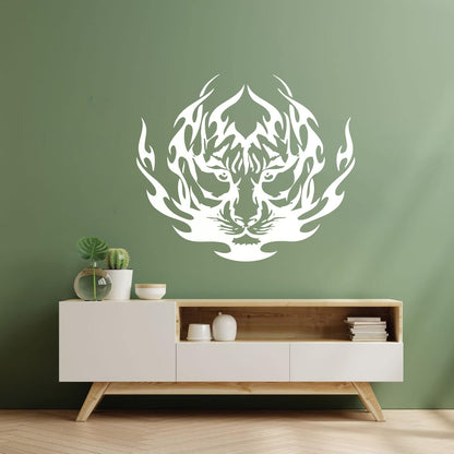 Tribal Tiger Flames Animals Wall Decals Pvc Can Modify And Add Information