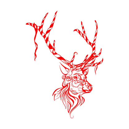 Wall Vinyl Sticker Decor Christmas Deer Animal Reindeer Tribal Self Adhesive
