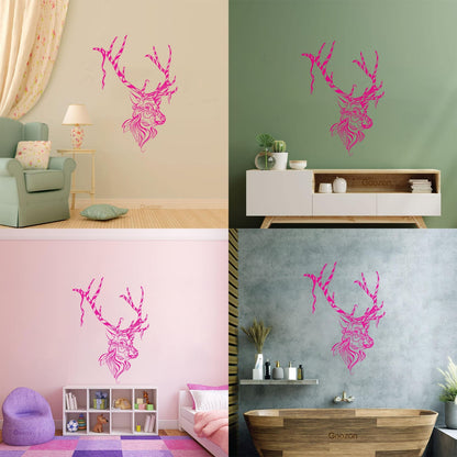 Wall Vinyl Sticker Decor Christmas Deer Animal Reindeer Tribal Self Adhesive