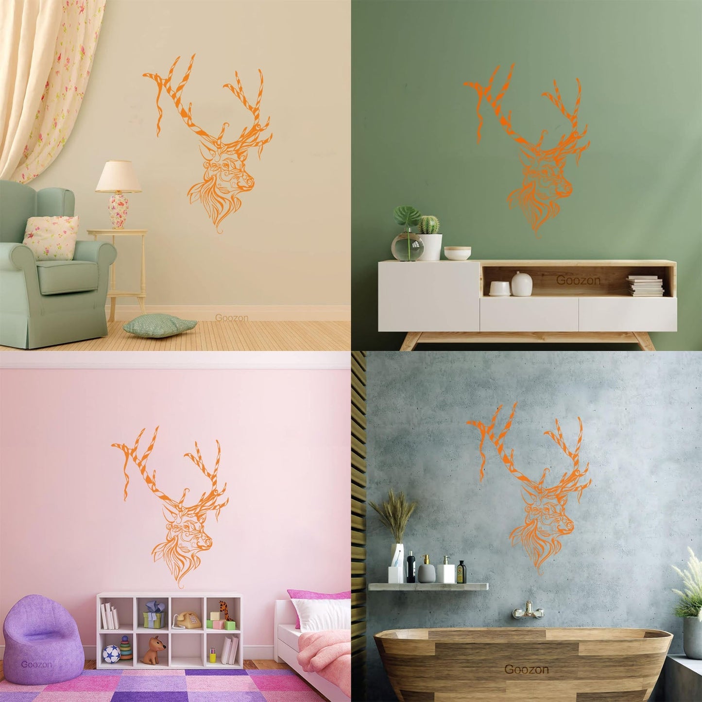 Wall Vinyl Sticker Decor Christmas Deer Animal Reindeer Tribal Self Adhesive