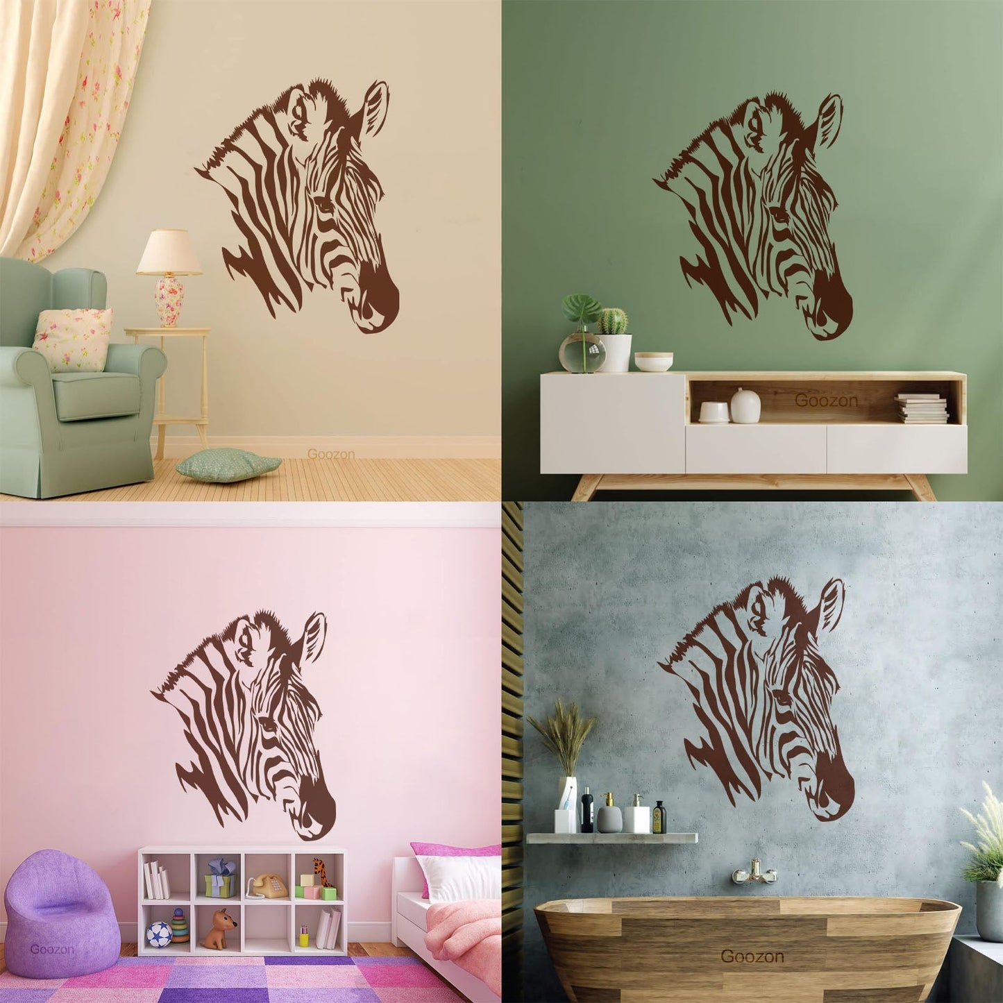 Lettering Decals Zebra Head African Animals Zoo Self Adhesive
