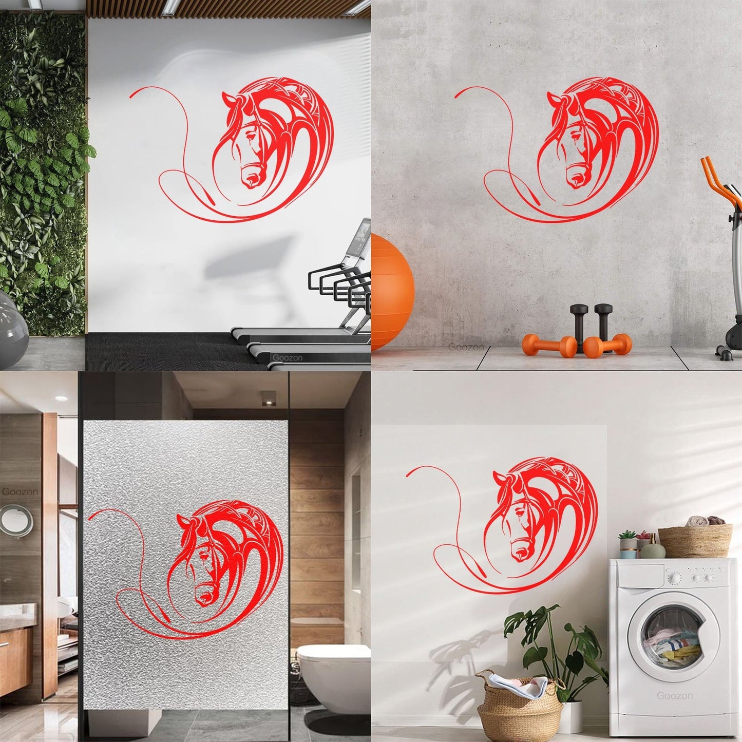 Fine Carving Stickers Abstract Animal Pet Horse Head Stable Art Decoration