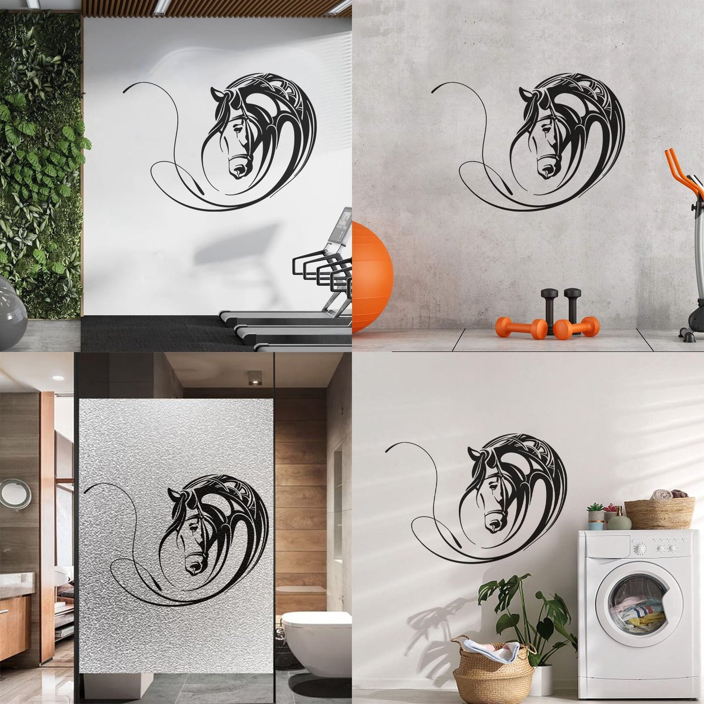 Fine Carving Stickers Abstract Animal Pet Horse Head Stable Art Decoration