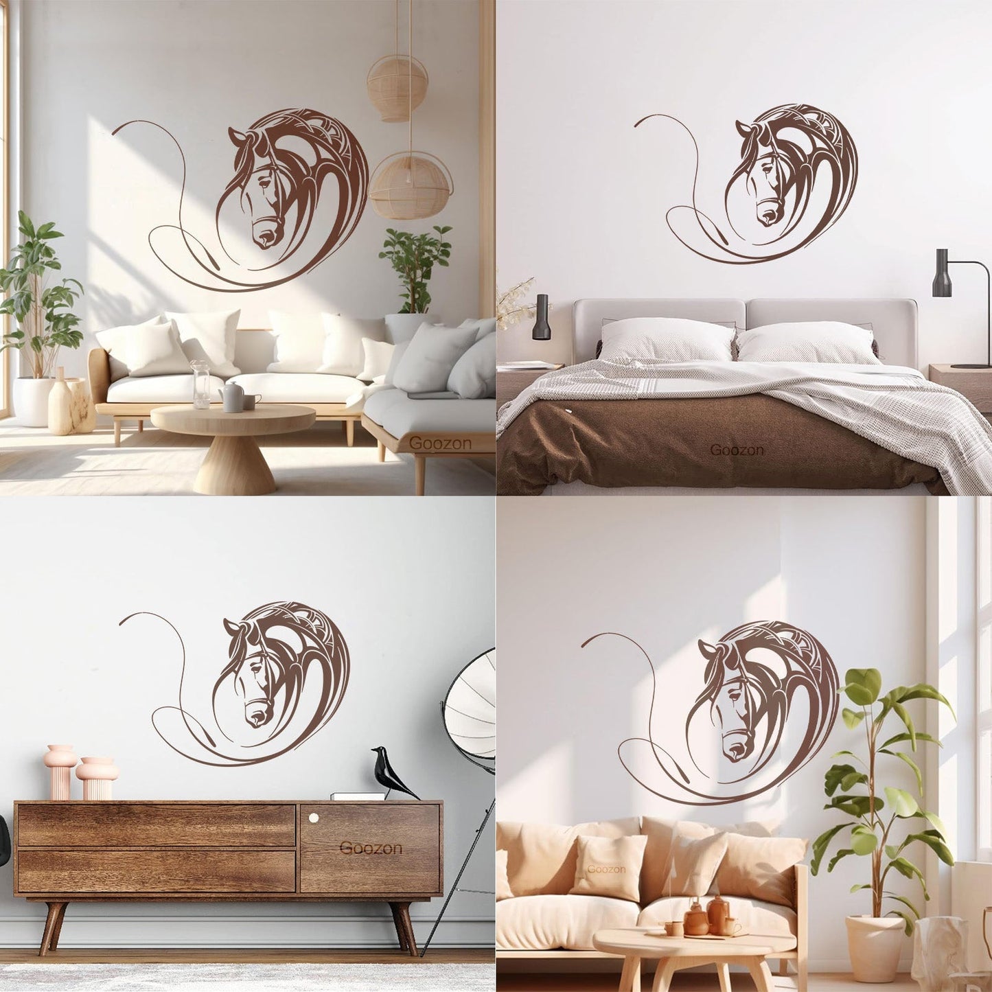 Fine Carving Stickers Abstract Animal Pet Horse Head Stable Art Decoration