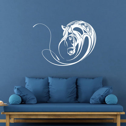 Fine Carving Stickers Abstract Animal Pet Horse Head Stable Art Decoration