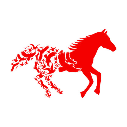 Fine Carving Decals Abstract Animals Galloping Horse Racing Birds Car Body Decoration