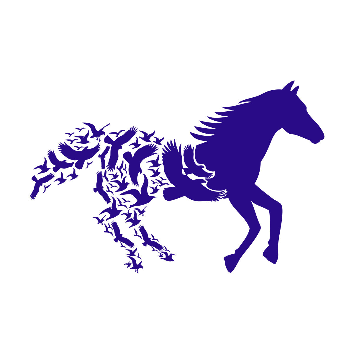 Fine Carving Decals Abstract Animals Galloping Horse Racing Birds Car Body Decoration