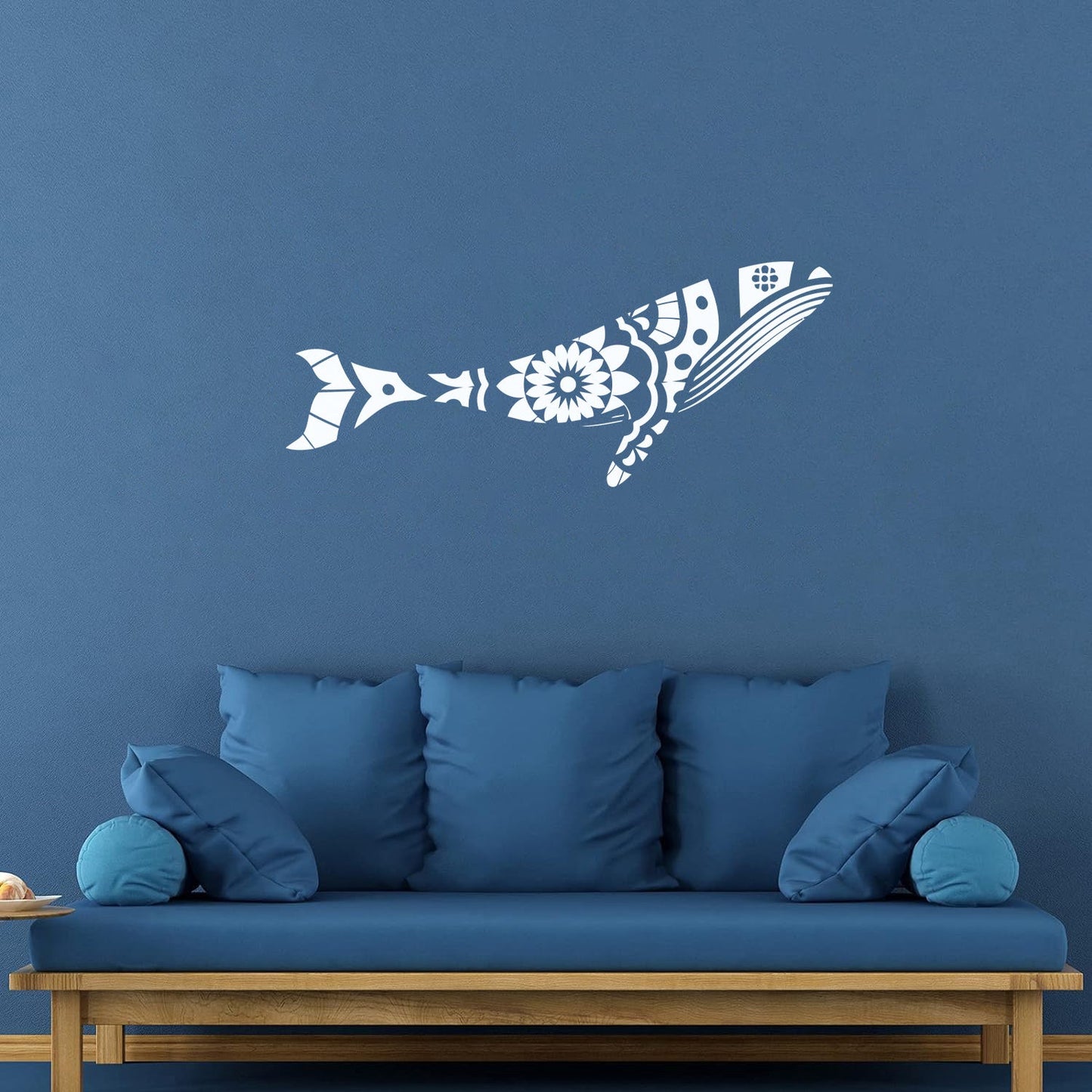 Vinyl Wall Stickers Abstract Animal Whale Floral Pattern Bathroom Do Not Damage The Wall Surface