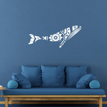 Vinyl Wall Stickers Abstract Animal Whale Floral Pattern Bathroom Do Not Damage The Wall Surface