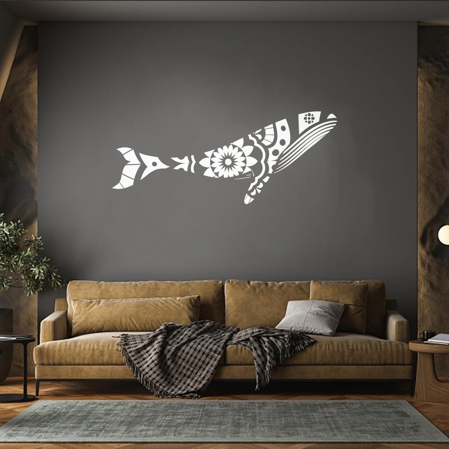 Vinyl Wall Stickers Abstract Animal Whale Floral Pattern Bathroom Do Not Damage The Wall Surface