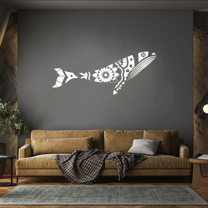 Vinyl Wall Stickers Abstract Animal Whale Floral Pattern Bathroom Do Not Damage The Wall Surface