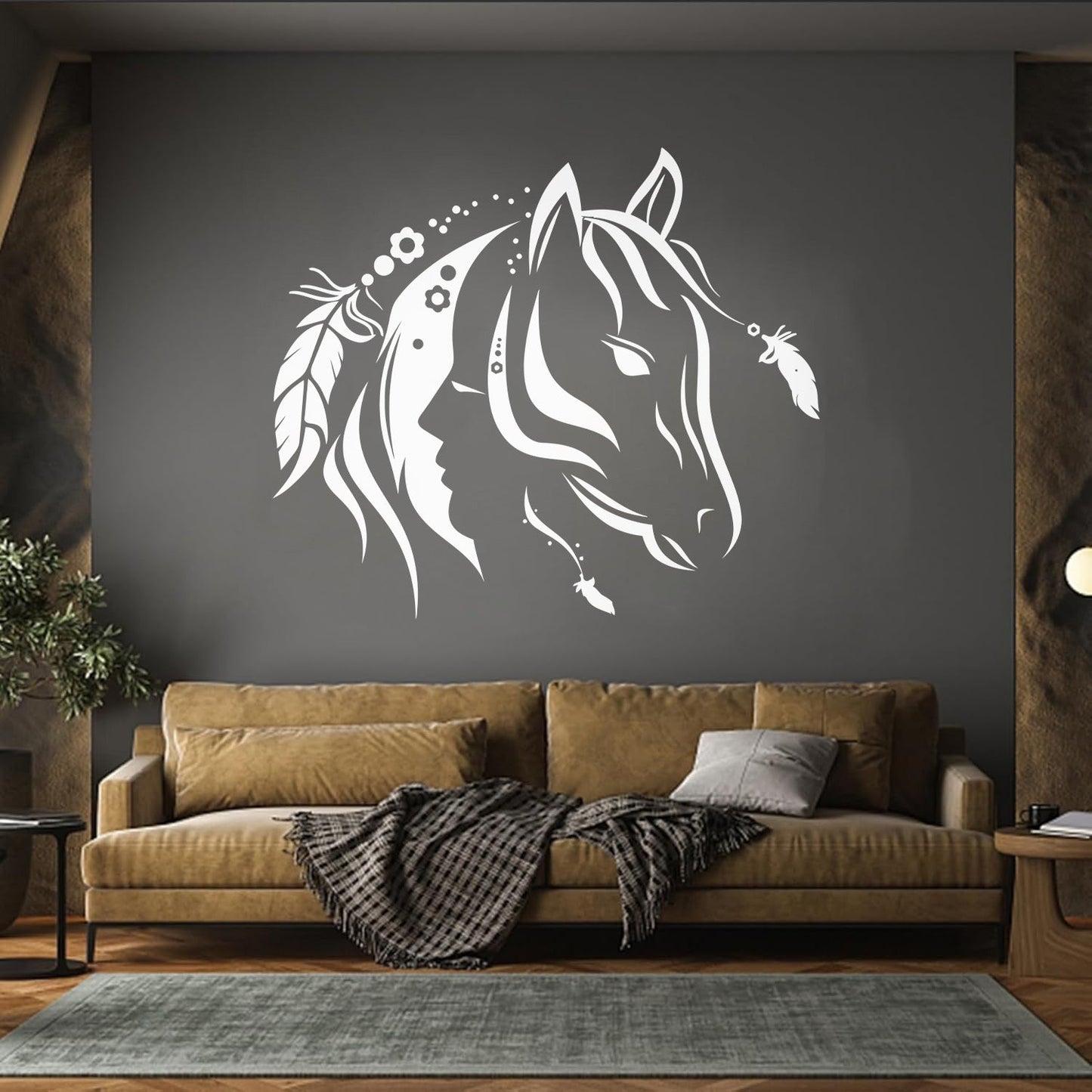 Abstract Beautiful Animal Horse Girl Bedroom Wall Stickers Paster Paper Multiple Size Options