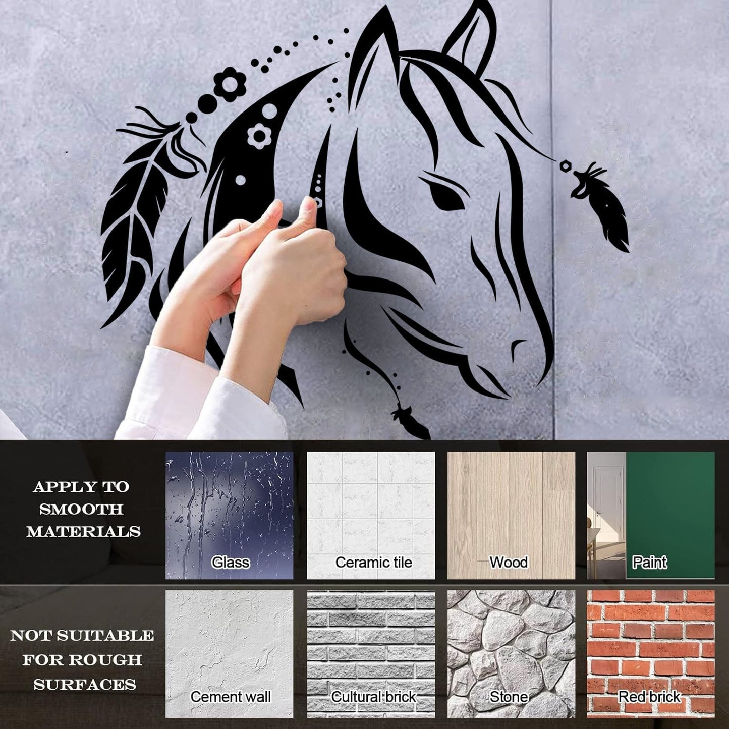 Abstract Beautiful Animal Horse Girl Bedroom Wall Stickers Paster Paper Multiple Size Options
