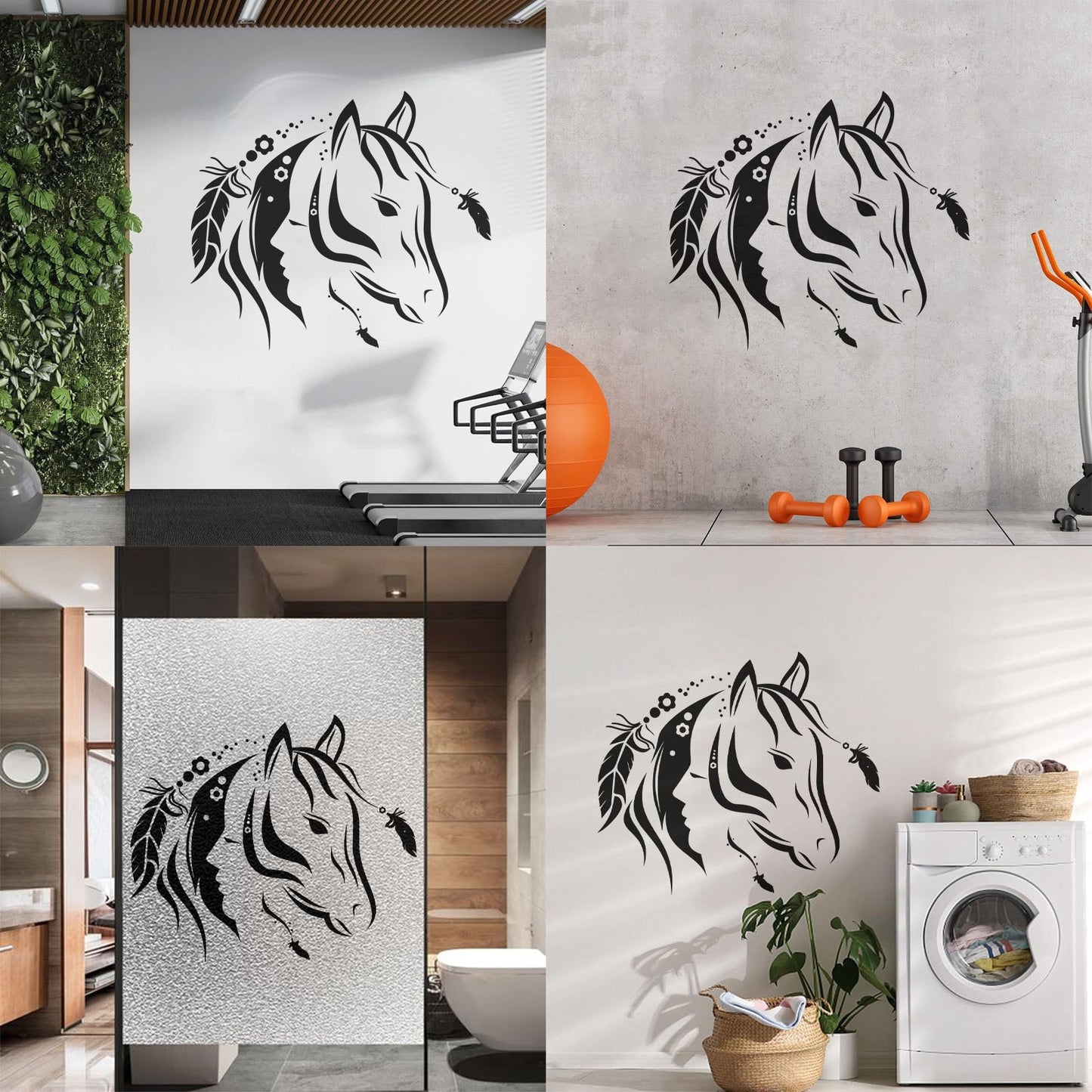 Abstract Beautiful Animal Horse Girl Bedroom Wall Stickers Paster Paper Multiple Size Options