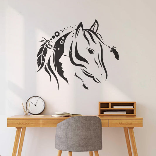 Abstract Beautiful Animal Horse Girl Bedroom Wall Stickers Paster Paper Multiple Size Options