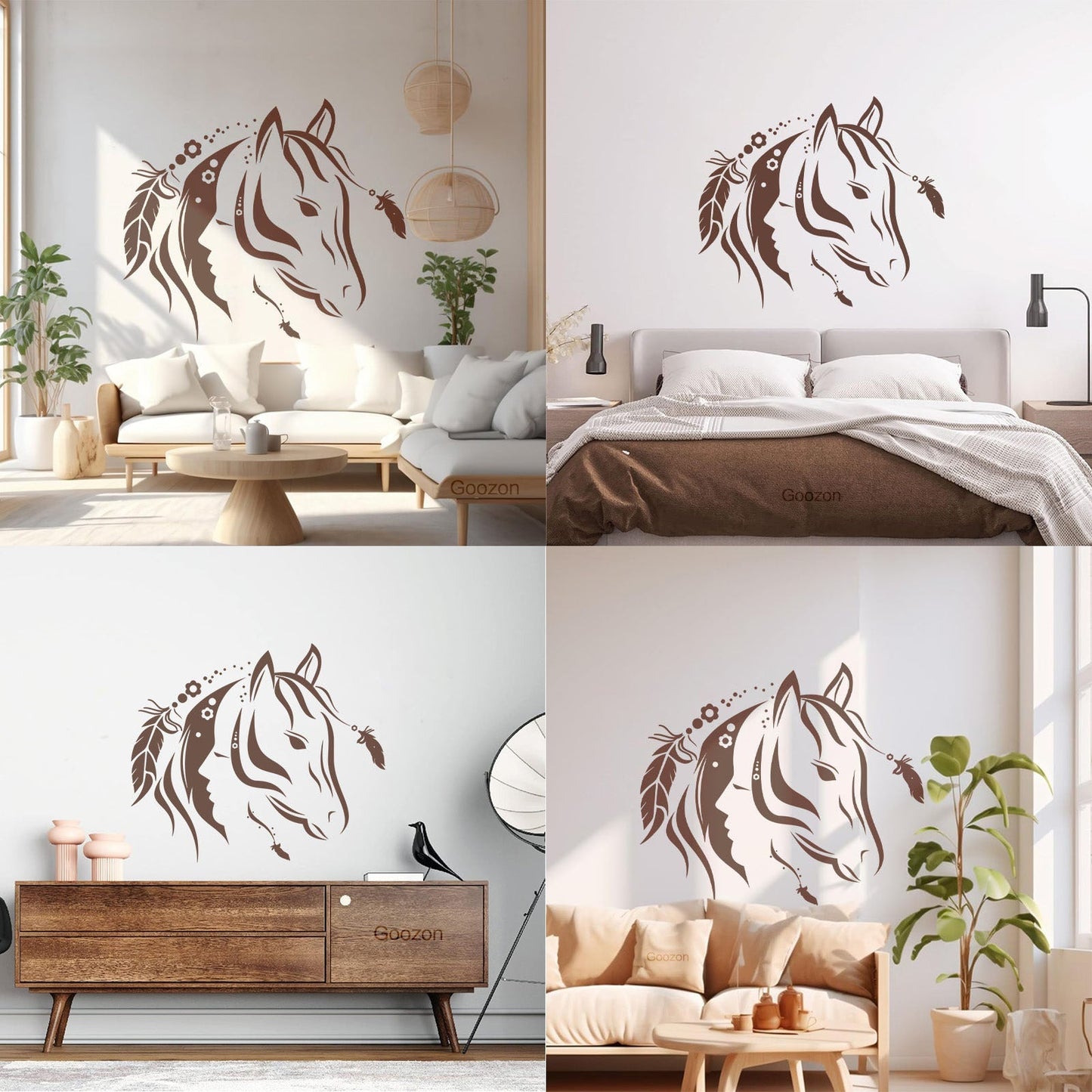 Abstract Beautiful Animal Horse Girl Bedroom Wall Stickers Paster Paper Multiple Size Options