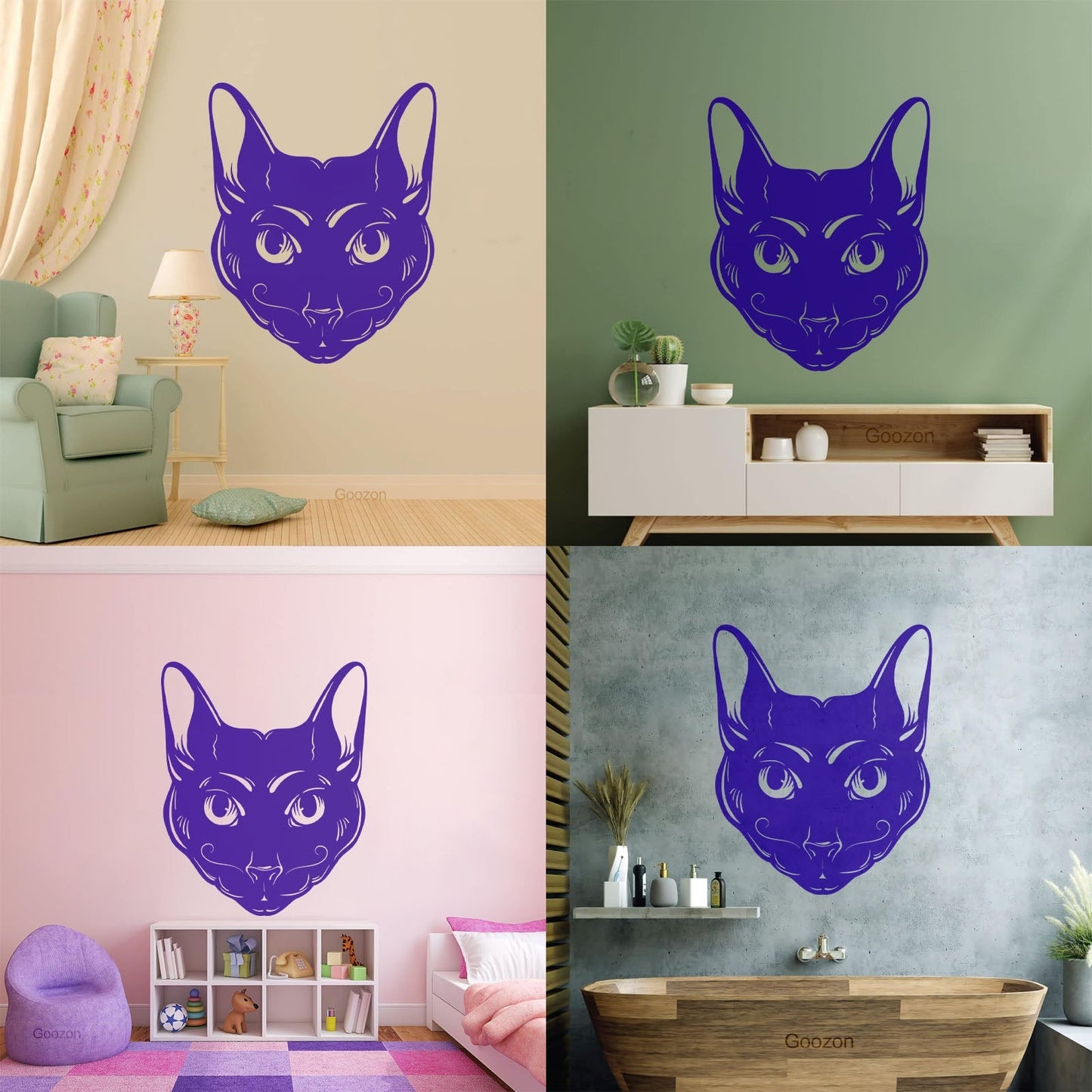 Abstract Cat Head Mustache Pet House Animal Lettering Decals Car Body Decoration