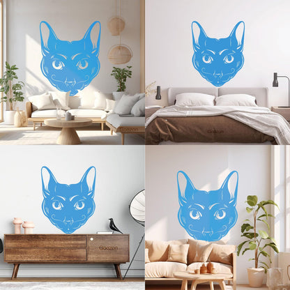 Abstract Cat Head Mustache Pet House Animal Lettering Decals Car Body Decoration