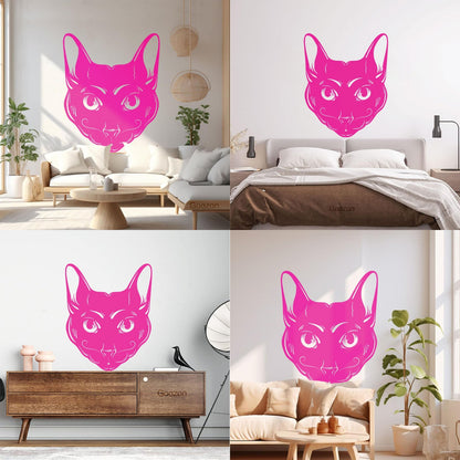 Abstract Cat Head Mustache Pet House Animal Lettering Decals Car Body Decoration