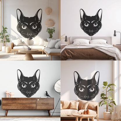 Abstract Cat Head Mustache Pet House Animal Lettering Decals Car Body Decoration