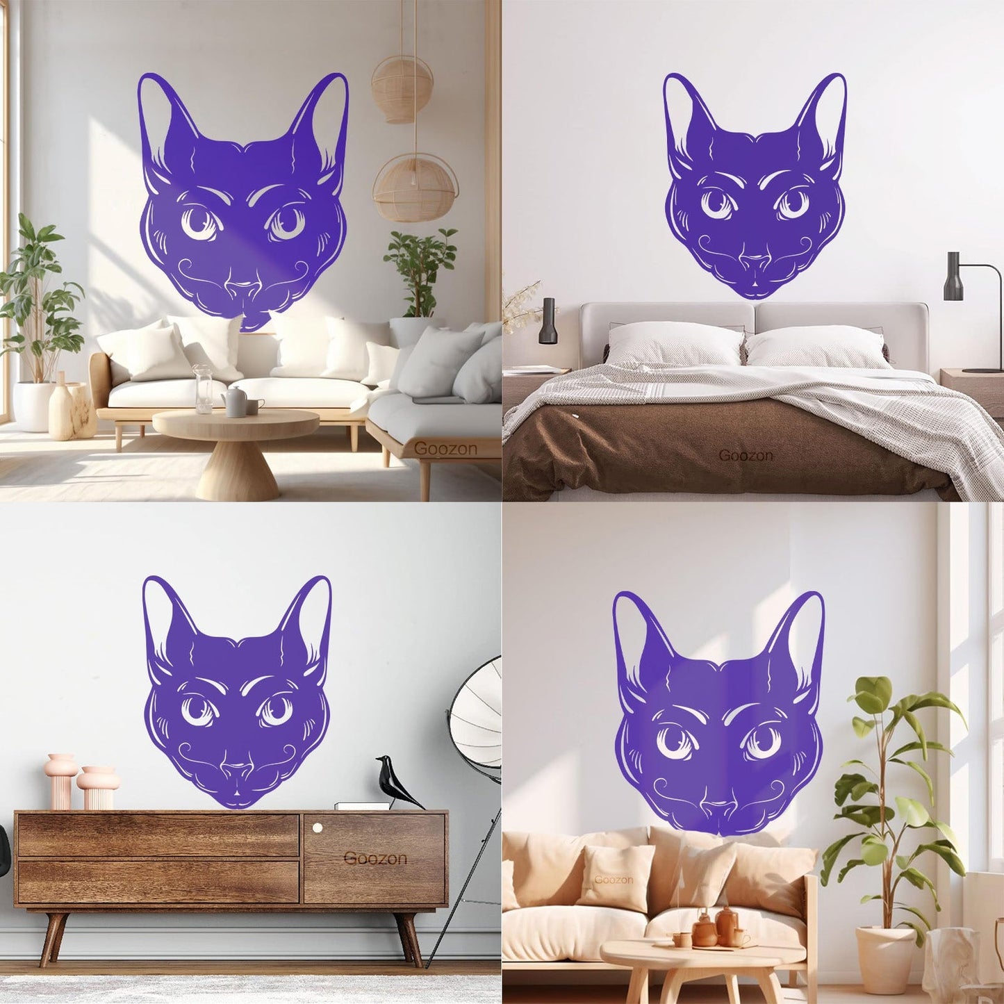 Abstract Cat Head Mustache Pet House Animal Lettering Decals Car Body Decoration